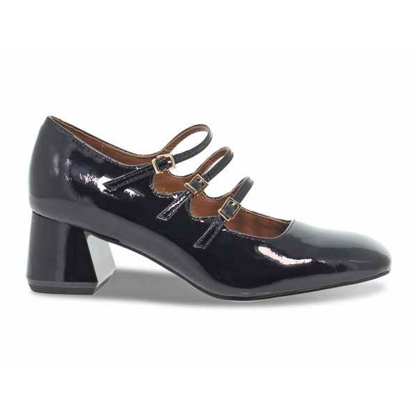 Scarpa con tacco Emanuèlle Vee DECOLLETE' MELANY TRE CINTURINI in vernice nero Donna Scarpa con tacco