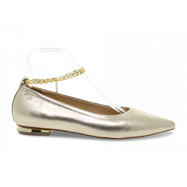 Scarpa bassa Emanuèlle Vee GUCCI FLAT in laminato platino e oro Donna Scarpa bassa