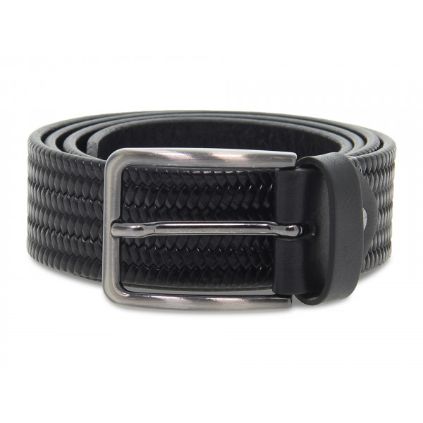 Cintura Guidi Calzature INTRECCIATO FINE MADE IN ITALY H35 in pelle e stampato nero