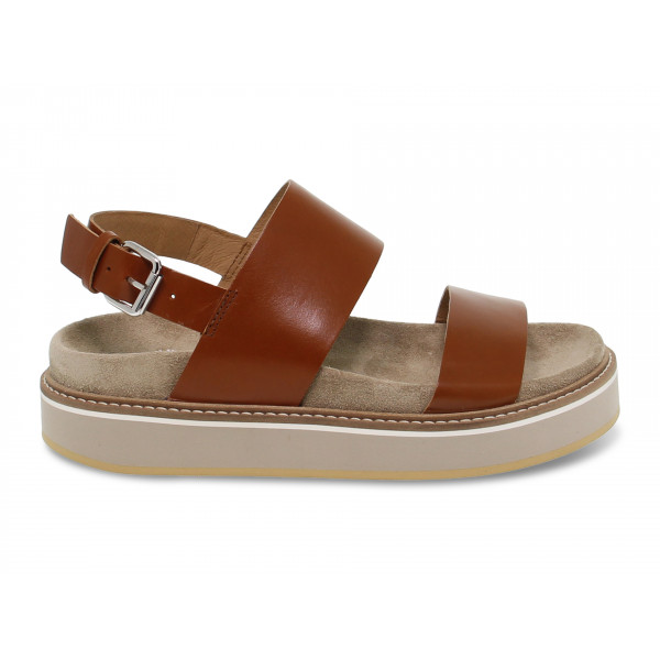Sandalo basso Janet Sport in pelle cuoio Donna Sandalo basso