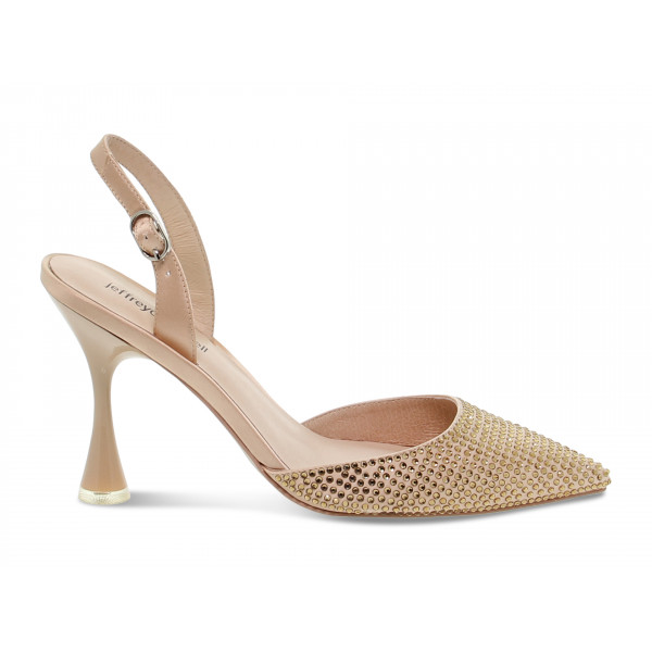 Décolleté Jeffrey Campbell CHANELL in tessuto e crystal beige e platino Donna Décolleté