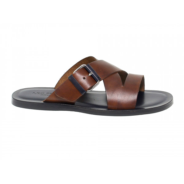 Sandalo Leo Pucci in pelle marrone e blu Uomo Sandalo