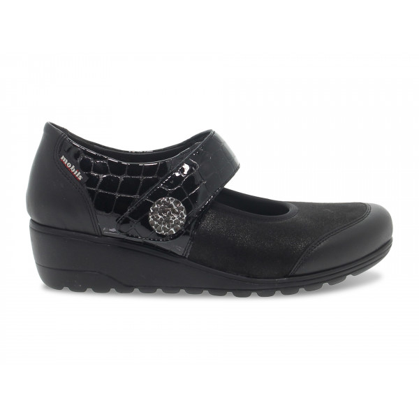 Scarpa bassa Mephisto BATHILDA MOBILS ERGONOMIC in stampato e pelle nero Donna Scarpa bassa
