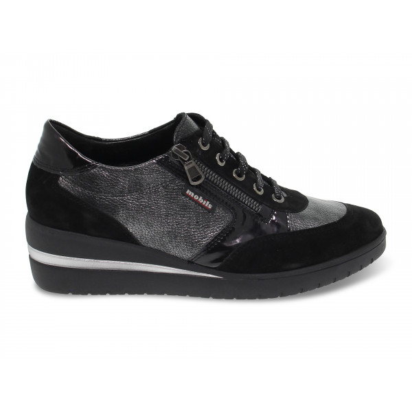 Scarpa bassa Mephisto PATRIZIA MOBILS ERGONOMIC in camoscio e spazzolato nero e grigio Donna Scarpa bassa