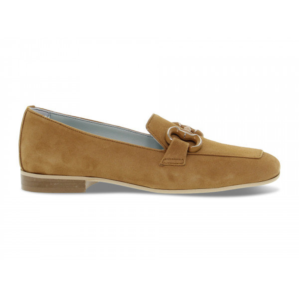 Scarpa bassa Poesie Veneziane GUCCI DANDY MOCASSINO QUADRA in camoscio cuoio e oro Donna Scarpa bassa