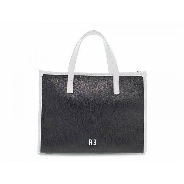Shopping bag Rebelle ASTRA SHOPPING M DOLLARO BLACK in pelle nero e bianco