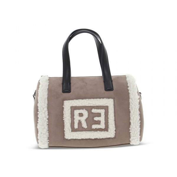 Borsa a mano Rebelle FLUFFY BOWLING BAG TEDDY in camoscio tortora