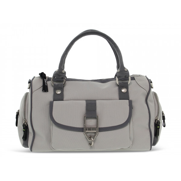 Borsa a mano Rebelle MELITA DUFFEL NEON ECO NYLON in tessuto grigio chiaro e grigio scuro