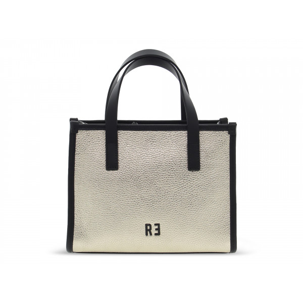 Shopping bag Rebelle VIRTUS SHOPPING S RAINBOW DOLLARO LAMINATO in laminato e pelle oro e nero Donna Shopping bag