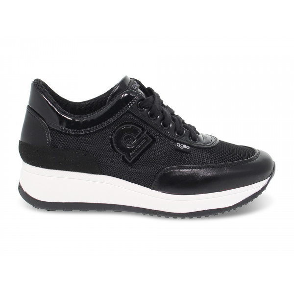 Sneakers Ruco Line AGILE AUDREY in pelle e tessuto nero