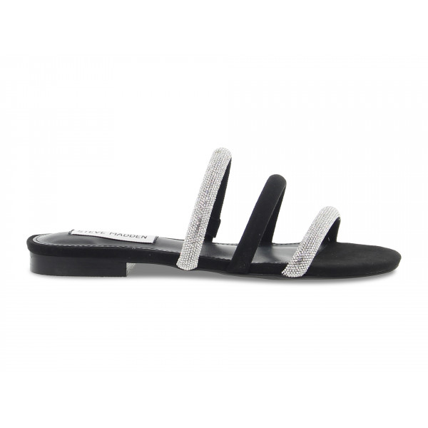 Sandalo basso Steve Madden ADAIRE in camoscio e crystal nero e argento Donna Sandalo basso