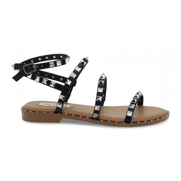 Sandalo basso Steve Madden TRAVEL BLACK in ecopelle nero e argento Donna Sandalo basso