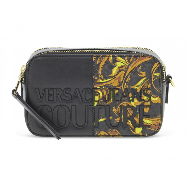 Borsa a tracolla Versace Jeans Couture JEANS COUTURE RANGE 4 ROCK CUT SKETCH 1 BAGS STRIPES PATCHWORK in ecopelle nero e multicolore Donna Borsa a tracolla