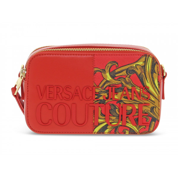 Borsa a tracolla Versace Jeans Couture JEANS COUTURE RANGE 4 ROCK CUT SKETCH 1 BAGS STRIPES PATCHWORK in ecopelle rosso e multicolore