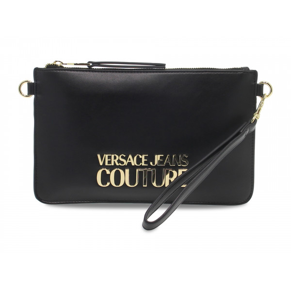 Pochette Versace Jeans Couture JEANS COUTURE RANGE L LOGO LOCK SKETCH 11 BAGS SMOOTH in ecopelle nero e oro Donna Pochette