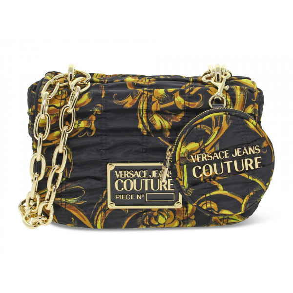 Borsa a tracolla Versace Jeans Couture JEANS COUTURE RANGE X SKETCH 6 BAGS PRINTED CRUNCHY in nylon nero e giallo Donna Borsa a tracolla