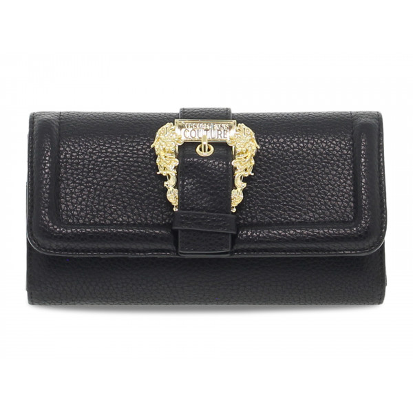 Pochette Versace Jeans Couture JEANS COUTURE RANGE F SKETCH WALLET GRAINY BUCKLE in pelle nero
