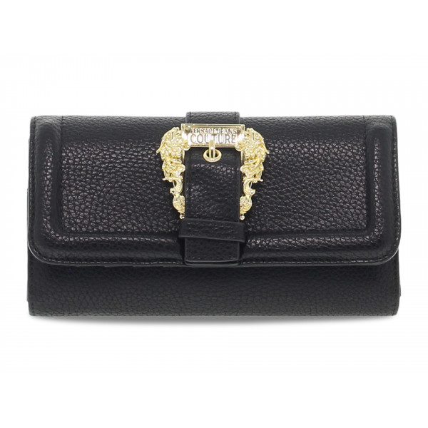 Pochette Versace Jeans Couture JEANS COUTURE RANGE F SKETCH WALLET GRAINY BUCKLE in pelle nero Donna Pochette