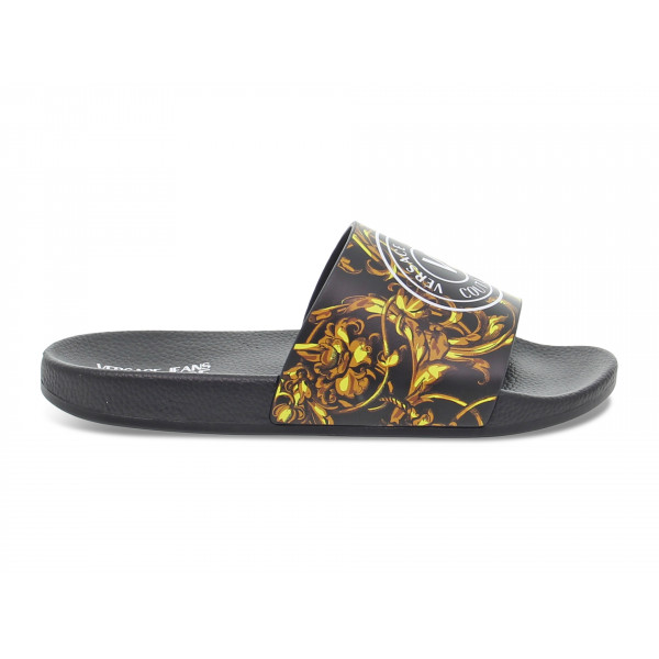 Sandalo basso Versace Jeans Couture JEANS COUTURE SHELLY FLAT in gommato nero e oro