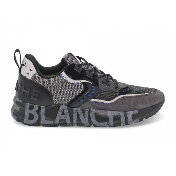 Sneakers Voile Blanche CLUB01 in camoscio e tessuto grigio e nero