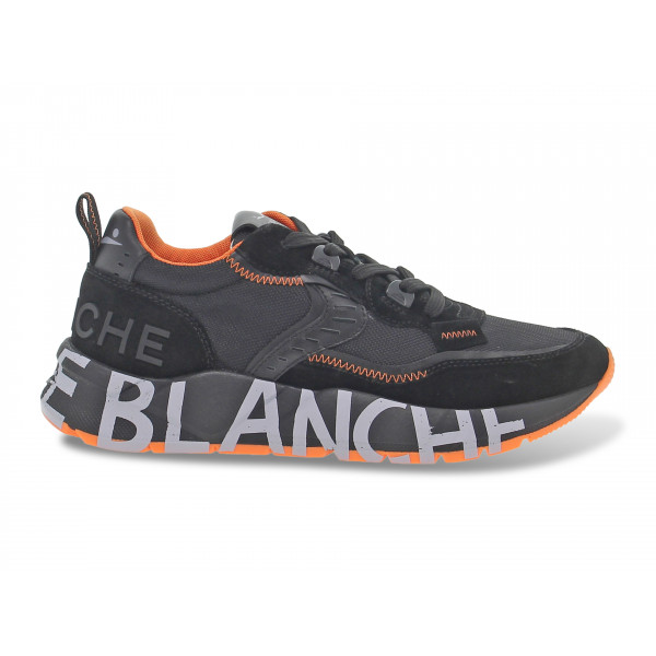 Sneakers Voile Blanche CLUB01 1A27 FLUO in camoscio e tessuto nero e arancio Uomo Sneakers
