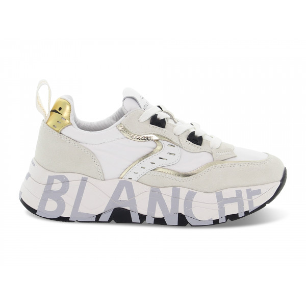 Sneakers Voile Blanche CLUB105 1N03 in camoscio e nylon bianco e platino