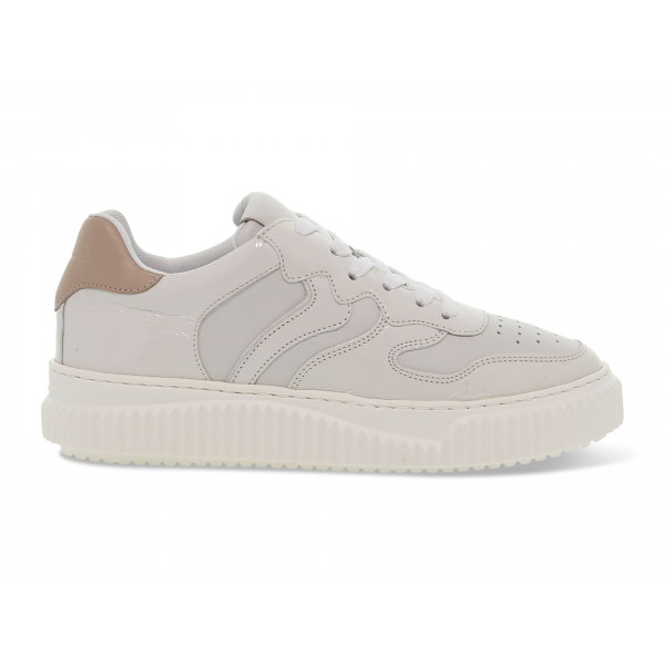 Sneakers Voile Blanche LAURA 3B39 in pelle e vernice bianco e beige Donna Sneakers