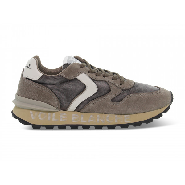 Sneakers Voile Blanche PARIS RACE MAN W in camoscio e nylon grigio e bianco Uomo Sneakers