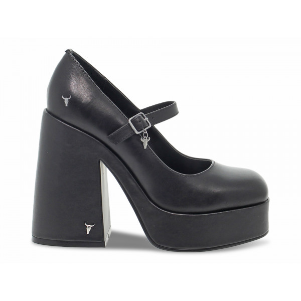 Scarpa con tacco Windsor Smith KISSES BLACK SOPHIA in pelle nero Donna Scarpa con tacco