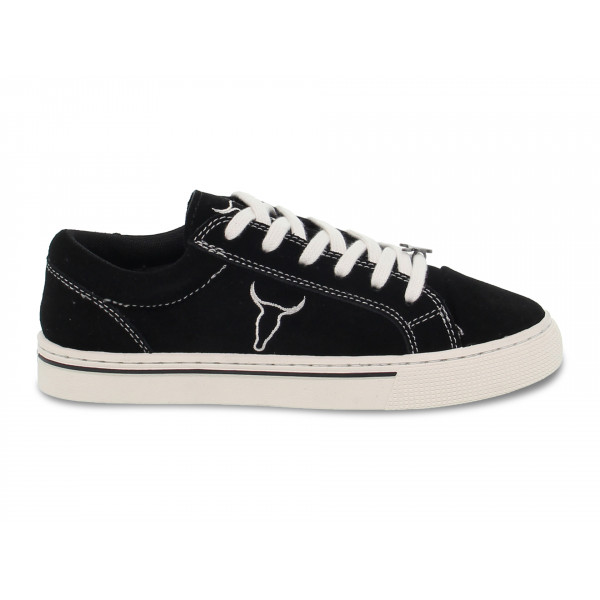 Sneakers Windsor Smith SWEET SUEDE BLACK in camoscio nero e bianco