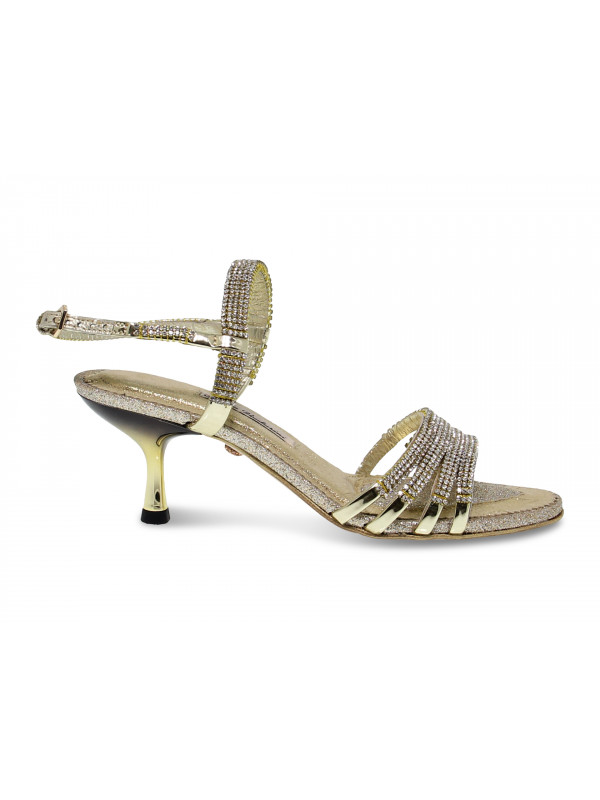 Sandalo con tacco Alberto Venturini GIOIELLO in crystal e laminato oro
