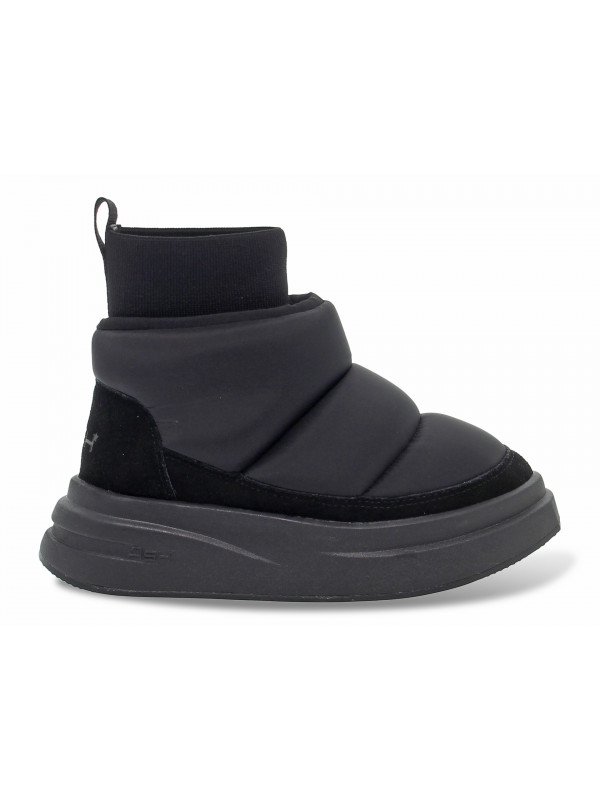 Tronchetto Ash INDOOR in nylon e camoscio nero
