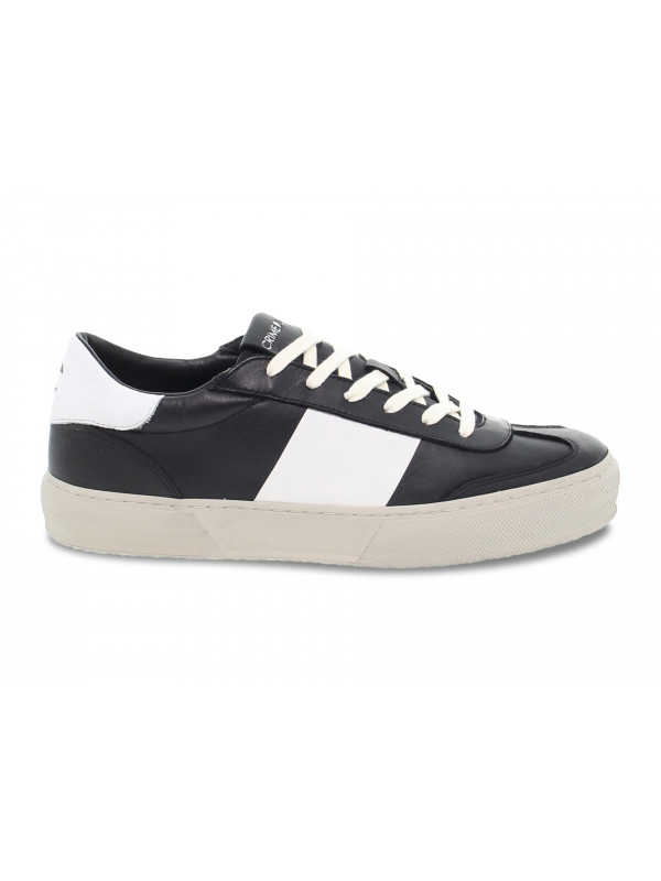 Sneakers Crime London ESSENTIAL in pelle nero e bianco