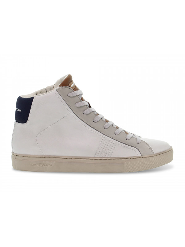 Sneakers Crime London HIGH TOP ESSENTIAL in pelle bianco e blu