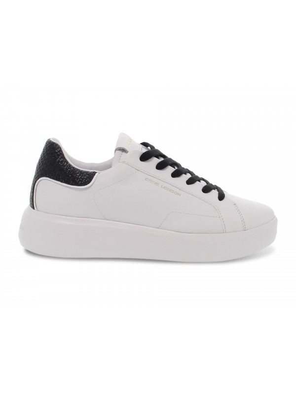 Sneakers Crime London LOW TOP LEVEL UP in pelle bianco e nero
