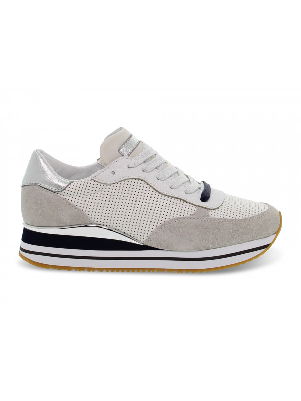 Sneakers Crime London DYNAMIC in pelle e camoscio bianco e grigio