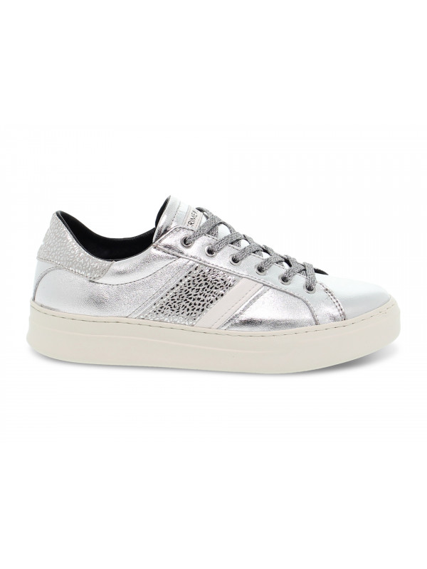 Sneakers Crime London LOW TOP CLASSIC in laminato e stampato argento