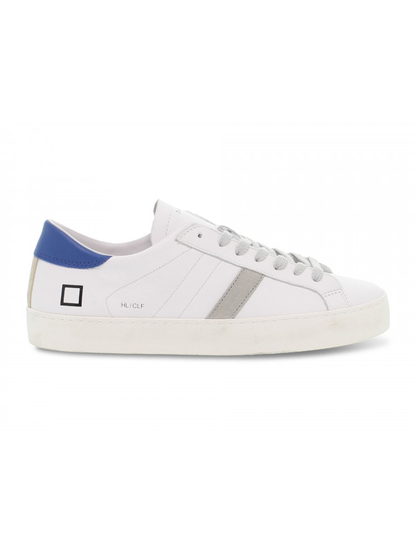 Sneakers D.A.T.E. HILL LOW CALF WHITE-BLUETTE in pelle bianco e bluette