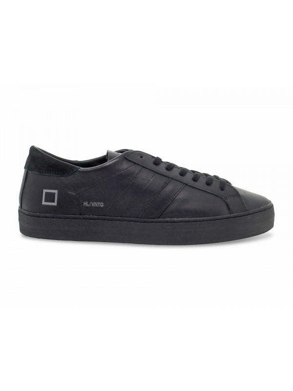 Sneakers D.A.T.E. HILL LOW VINTAGE CALF TOTAL-BLACK in pelle nero e nero