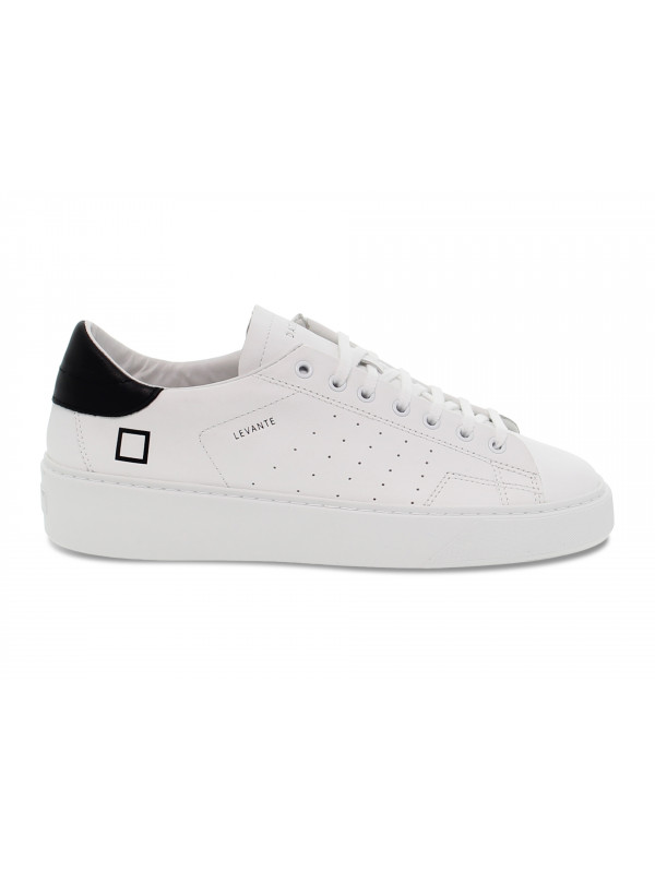Sneakers D.A.T.E. LEVANTE CALF WHITE-BLACK in pelle bianco e nero
