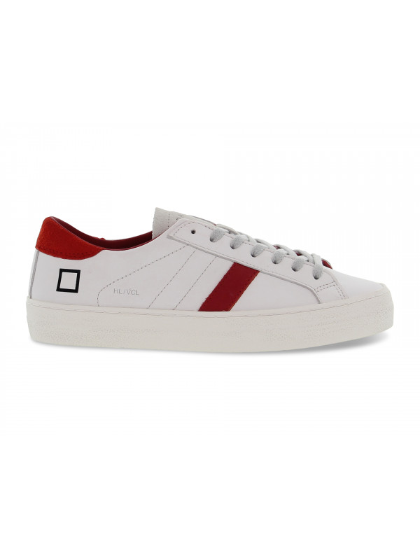 Sneakers D.A.T.E. HILL LOW VINTAGE COLORED WHITE-RED in pelle e camoscio bianco e rosso