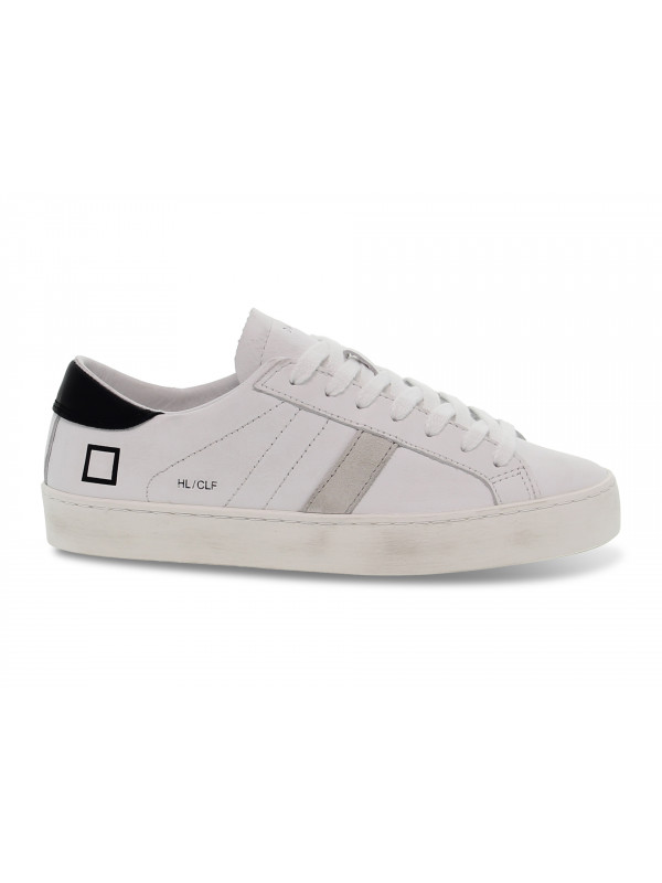 Sneakers D.A.T.E. HILL LOW CALF in pelle e camoscio bianco e nero