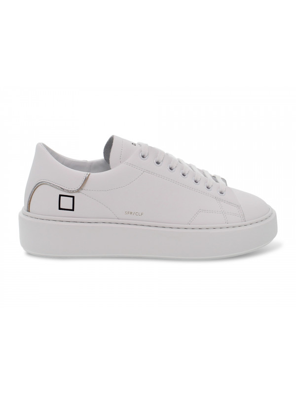 Sneakers D.A.T.E. SFERA CALF in pelle bianco e argento