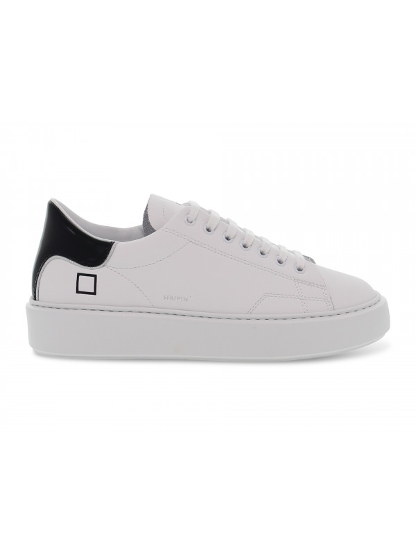 Sneakers D.A.T.E. SFERA PATENT in pelle e vernice bianco e nero