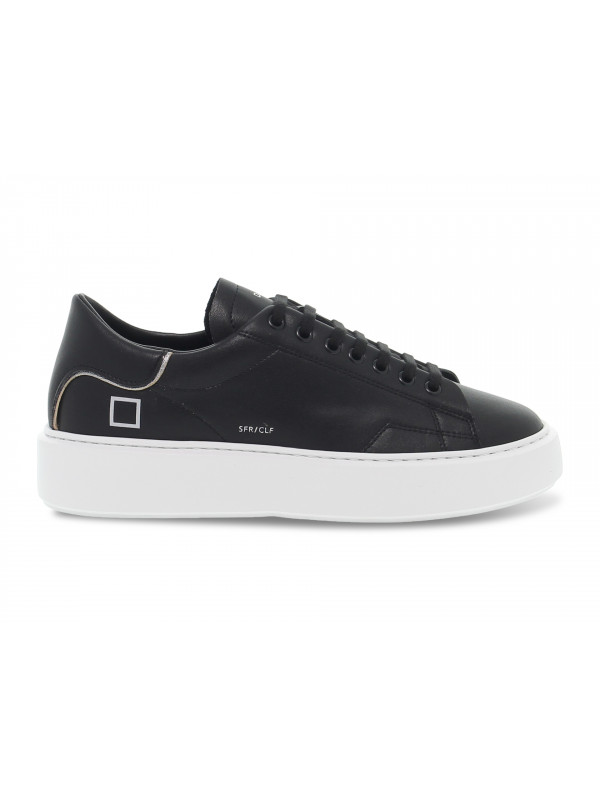 Sneakers D.A.T.E. SFERA CALF in pelle nero e argento