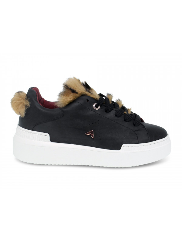 Sneakers Ed Parrish in pelle e cavallino nero e marrone