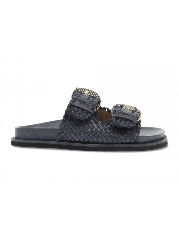 Sandalo basso Emanuèlle Vee BIRKENSTOCK ARIZONA ELIDE in laminato nero e oro