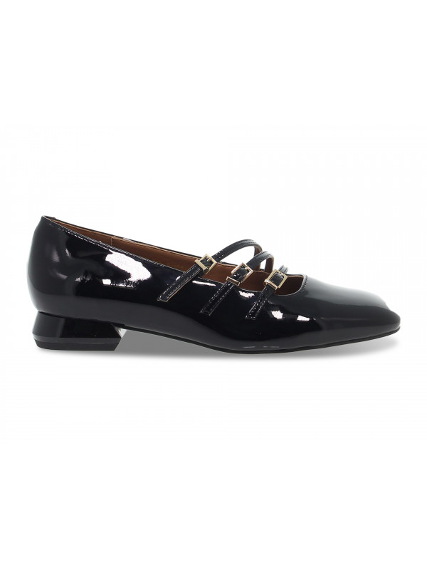 Scarpa con tacco Emanuèlle Vee DECOLLETE' AUDREY 3 CINTURINI in vernice nero