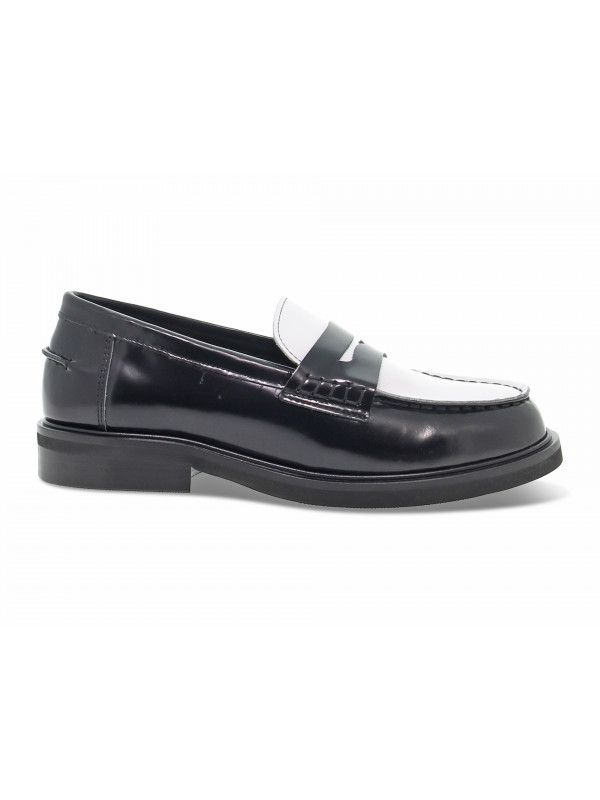 Scarpa bassa Poesie Veneziane STILE INGLESE COLLEGE in spazzolato nero e bianco