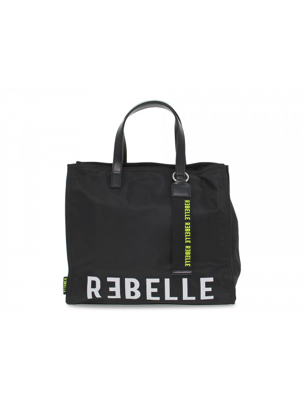 Shopping bag Rebelle ELECTRA SHOP M NYLON BLACK in nylon nero e bianco